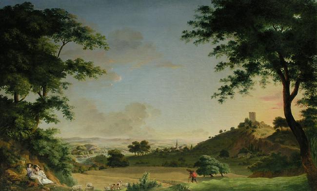 Jacob Philipp Hackert Flusslandschaft mit Liebespaar